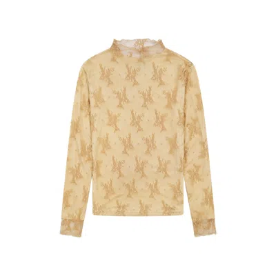 Rave On Trend Women's Lace Top - Neutrals In Yellow