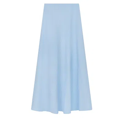 Rave On Trend Women's Linen Midi Skirt - Blue