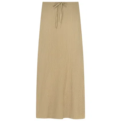 Rave On Trend Women's Neutrals Crinkle Cotton Midi Skirt-lined -sand