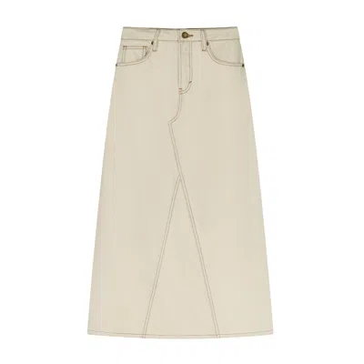 Rave On Trend Women's Neutrals Tan Flared Denim Skirt