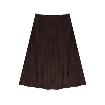 Rave On Trend Women's Pleated Skirt New Classic In Brown Regular
