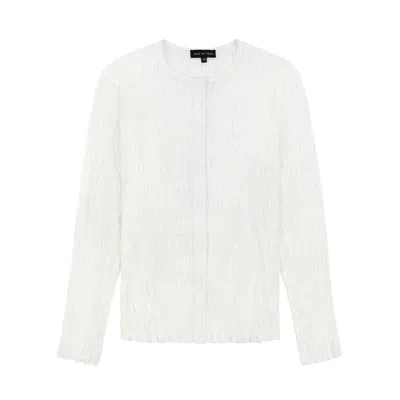 Rave On Trend Women's Ruched Button-down Top - White