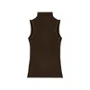 Rave On Trend Women's Sleeveless Turtleneck In Brown In Brown