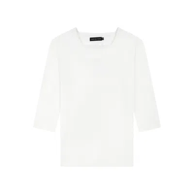 Rave On Trend Women's Square Neck Ribbed Tee - White