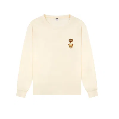 Rave On Trend Women's White Teddy Icon Long Sleeve In Pink