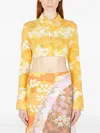 Rave Review Sommar Flower Cropped Shirt In Yellow