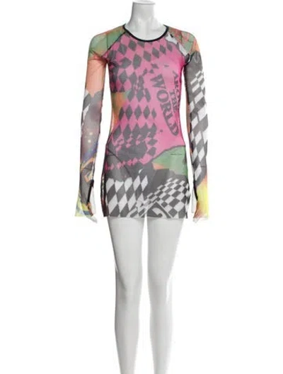 Pre-owned Rave Review Printed Mini Dress In Multi