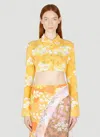 Rave Review Sommar Flower Cropped Shirt In Yellow