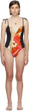 Rave Review Ssense Exclusive Black & Orange Ophie One-piece Swimsuit In Color A Blk