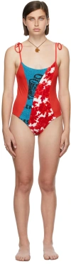 Rave Review Ssense Exclusive Red & Blue Ophie One-piece Swimsuit In Color C Red