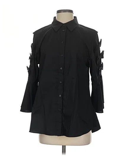 Pre-owned Ravel 3/4 Sleeve Button Down Shirt In Black
