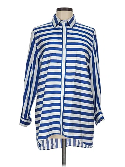 Pre-owned Ravel 3/4 Sleeve Button Down Shirt In Blue