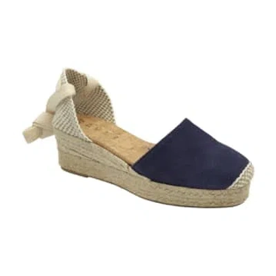 Ravel Navy Suede Athea Espadrille Wedge Sandals In Blue