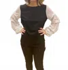Ravel Pearl Arm Top In Black In Black