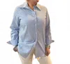Ravel Scope Stripe Button-up Top In Multi In Blue