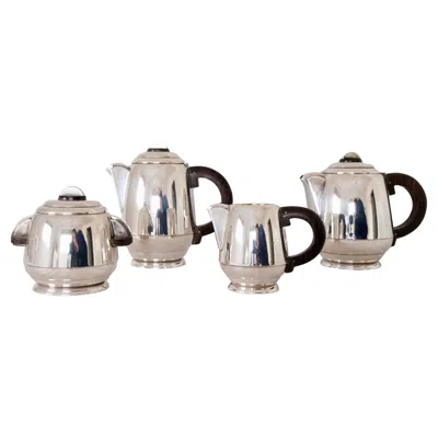 Pre-owned Ravinet D' Enfert Art Deco French Silver-plated Tea & Coffee Service By Ravinet D'enfert, Set Of 4 In Brown