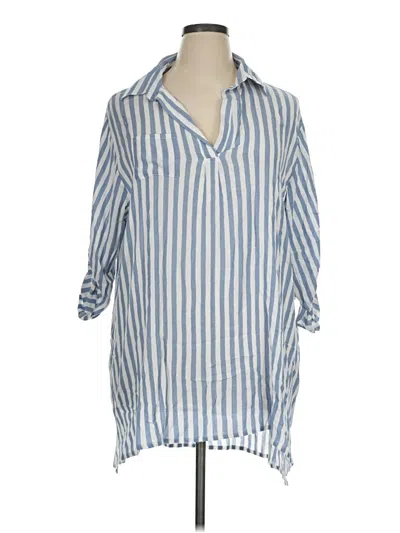 Pre-owned Raviya 3/4 Sleeve Button Down Shirt In Blue