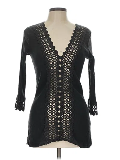 Pre-owned Raviya 3/4 Sleeve Top Black Plunge Neckline Tops