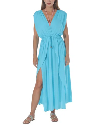 Raviya Front-slit Cover-up Dress In Blue