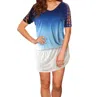 Raviya Lattice Sleeve Cage Dress In Blue Tie Dye In Blue