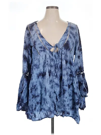 Pre-owned Raviya Long Sleeve Blouse In Blue