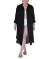 Raviya Plus Size Button-down Midi Cover-up Dress In Black
