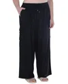Raviya Plus Size High Rise Pull-on Cover-up Cargo Pants In Black