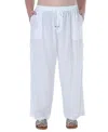 Raviya Plus Size High Rise Pull-on Cover-up Cargo Pants In White