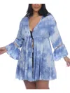 Raviya Plus Womens Tie-dye Kimono Cover-up In Multi