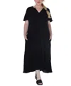Raviya Ravyia Plus Size Short-sleeve Textured Cover-up Dress In Black