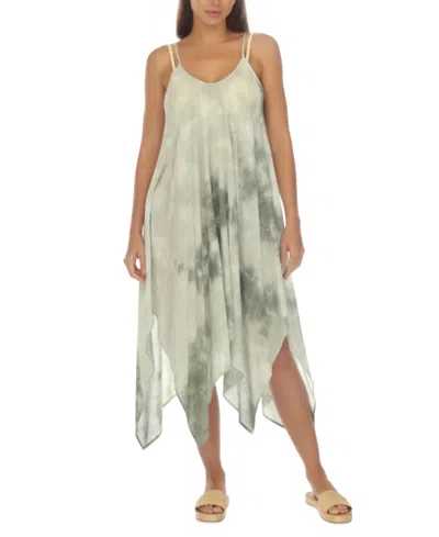 Raviya Tie-dye Handkerchief-hem Cover-up Dress In Sage Tie Dye