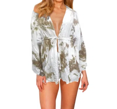 Raviya Tie Dye Romper Cover Up In Sand In White