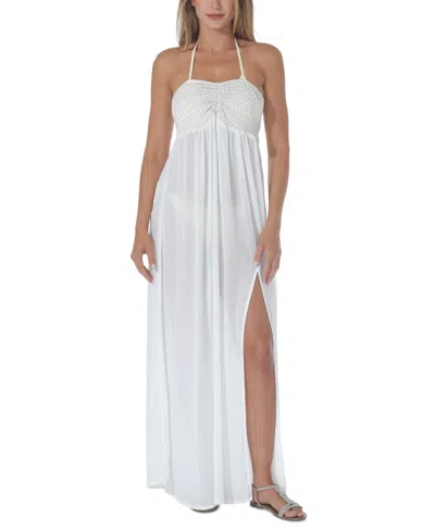 Raviya Women's Metallic Tie-back Maxi Cover-up In White
