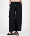 Raviya Plus Size High Rise Pull-on Cover-up Cargo Pants In Black