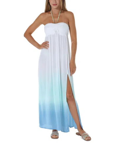 Raviya Women's Smocked Ombre Cover-up Dress In White,blue