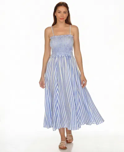 Raviya Women's Striped Smocked Midi Swim Dress In Blue