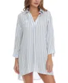 Raviya Women's Striped Swim Cover-up Tunic In Chambray