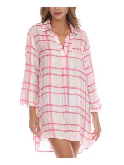 Raviya Womens Summer Button Down Cover-up In Pink