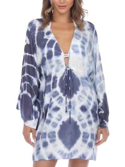 Raviya Womens Tie-dye Cover Up Tunic Top In Blue