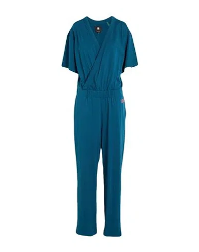 Raw Correct Line By G-star Woman Jumpsuit Deep Teal Size Xs Cotton In Blue