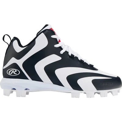 RAWLINGS ROOKIE MEN'S BLACK WHITE ATHLETIC BASEBALL CLEATS UWU185