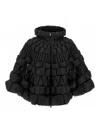 Raxxy Quilted Cape With Goose Down Padding In Black