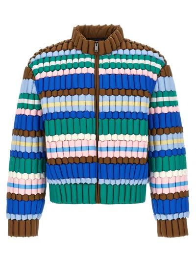 Raxxy 3d Quilted Colorblock Down Jacket In Brown