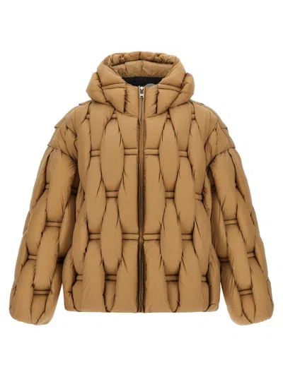 Raxxy 3d Quilted Nylon Down Jacket In Tan