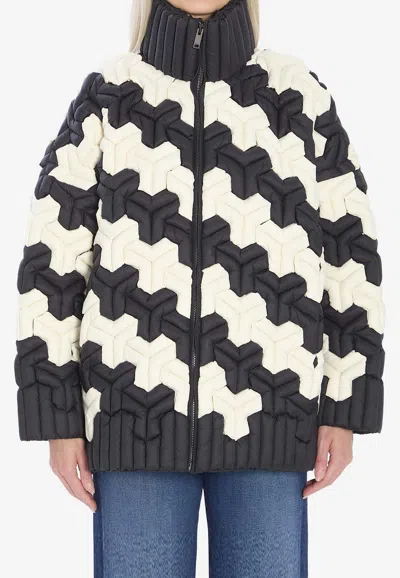 Raxxy 3d Zip-up Puffer Jacket In Multi