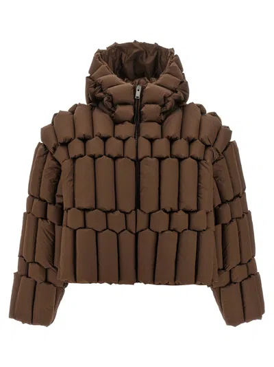 Raxxy 3d-quilted Nylon Down Jacket In Brown