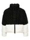 Raxxy Black And White Down Jacket With 3d Quilted Design  In White