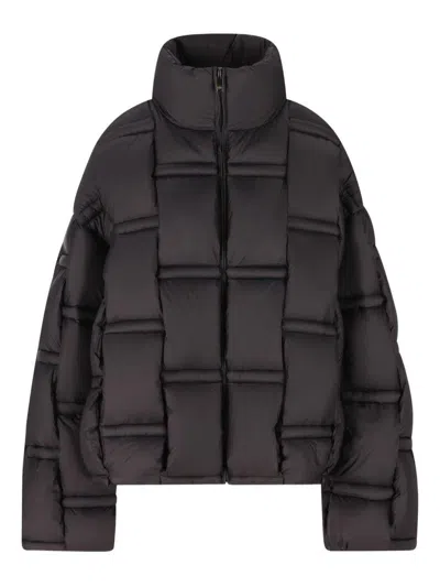 Raxxy Black Down Jacket With Woven Padded Design  In Gray