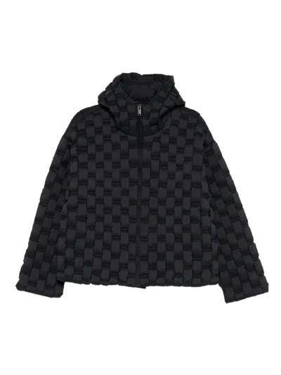 Raxxy Black Down Jacket With Woven Padded Design  In Gray