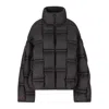 Raxxy Quilted Black Puffer Coat With High Collar In Black